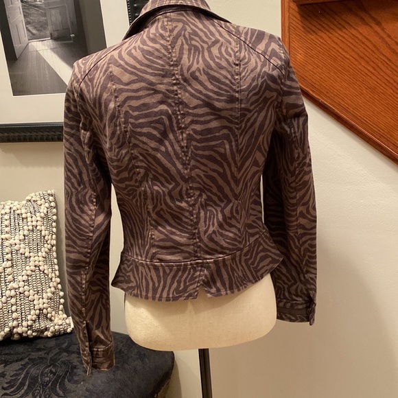 WHBM denim zebra print moto jacket - Picture 2 of 4
